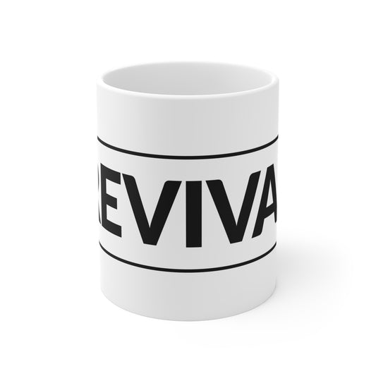 Revival Mug — Black and White Logo Coffee Cup (11 oz)